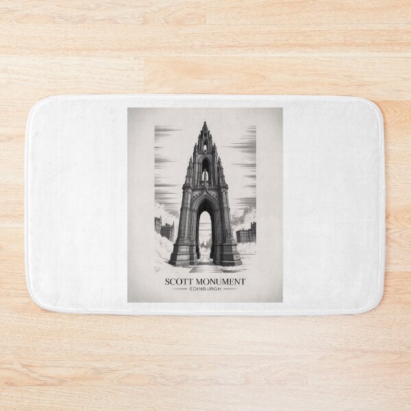 Item preview, Scott Monument Edinburgh Scotland – Gothic Architecture Retro Vintage Illustration in Black and White designed and sold by pod24.