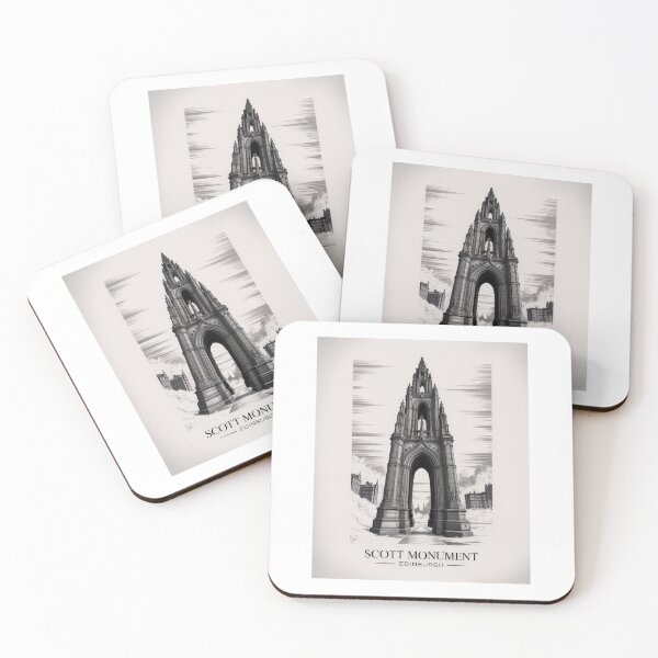 Item preview, Scott Monument Edinburgh Scotland – Gothic Architecture Retro Vintage Illustration in Black and White designed and sold by pod24.