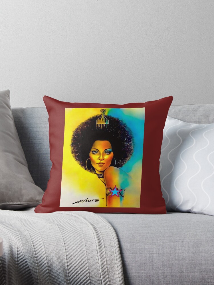 Thumbnail 1 of 4, Pillow, 70'S AFRO GODDESS designed and sold by AlvaroArts.