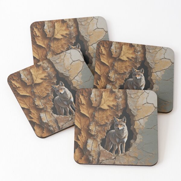 Item preview, Veinbound Coyote – Autumn Cracks & Golden Leaves Spirit Animal by LaLi Designs designed and sold by LaLi-Designs.