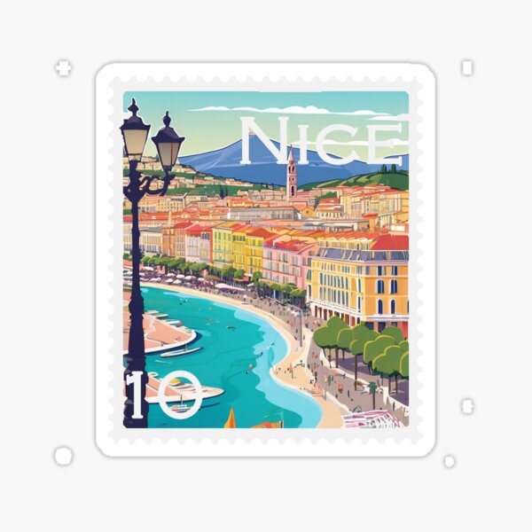 Item preview, France inspired - Nice post stamp sticker designed and sold by Brandonar.