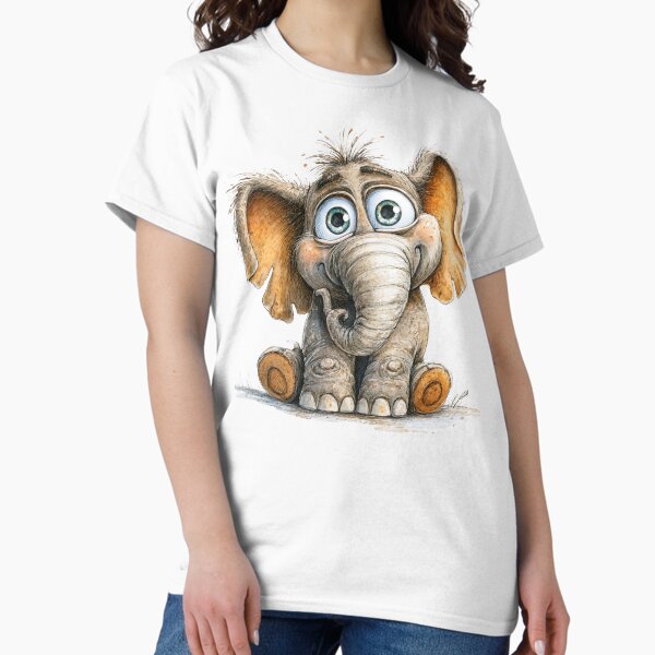 Vista previa del artículo con la obra «Lindo elefante de dibujos animados», diseñado y vendido por StudioRedKoala.