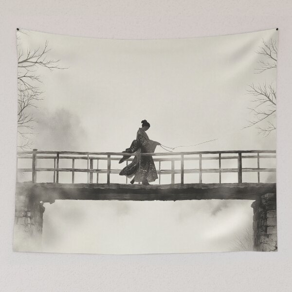 Item preview, The Dancer on the bridge - Ink Art Poster designed and sold by AiFantasticArt.