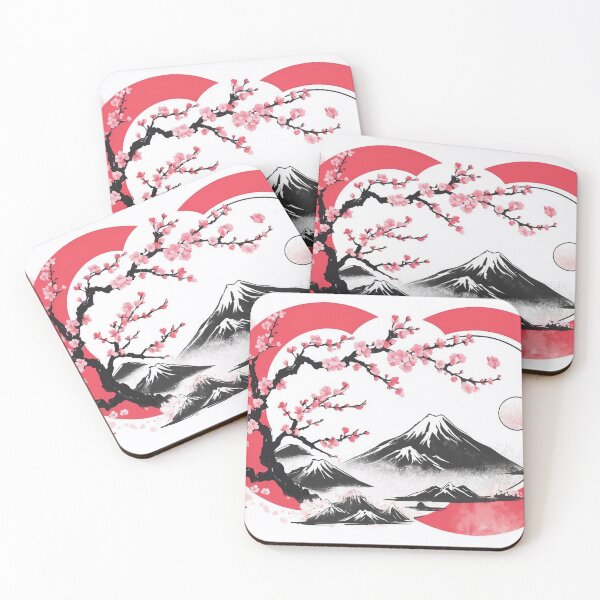 Item preview, Zen circle with cherry blossom petals floating, Japanese ink brush style, soft textures, minimalist composition designed and sold by Retram.