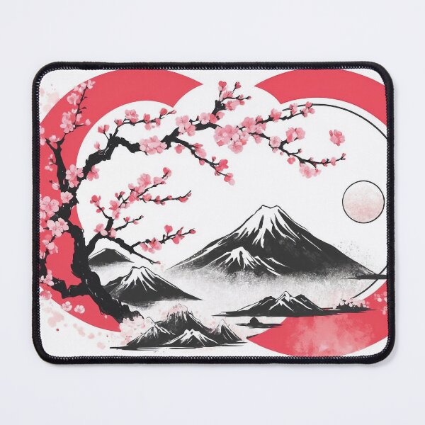 Item preview, Zen circle with cherry blossom petals floating, Japanese ink brush style, soft textures, minimalist composition designed and sold by Retram.