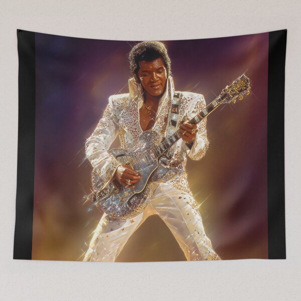 Item preview, Glam Guitarist in Vintage Rhinestone Stagewear designed and sold by AI-Only Creations.