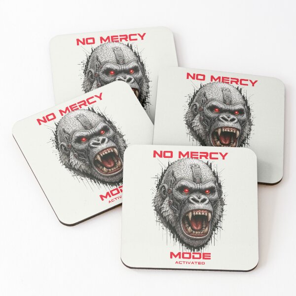Item preview, No Mercy Mode Activated Cyberpunk Gorilla - Red Eye Ape Cyborg designed and sold by QuirkySpark.