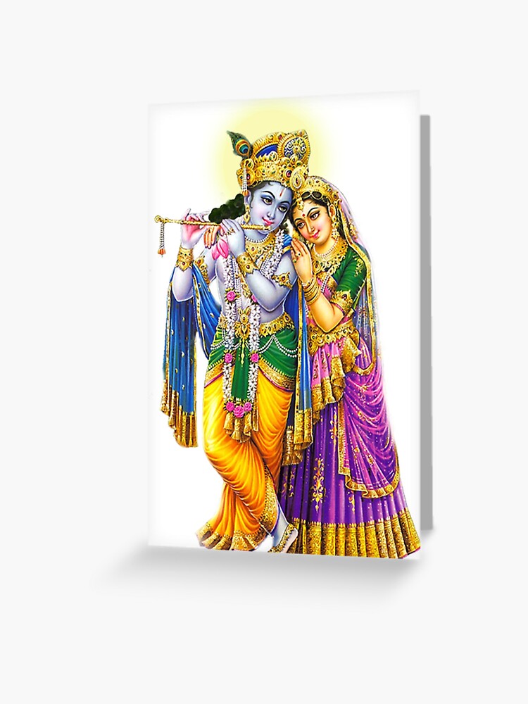 Carte De Vœux Radha Krishna Dieu Indien De L Amour Par Justrachna Redbubble