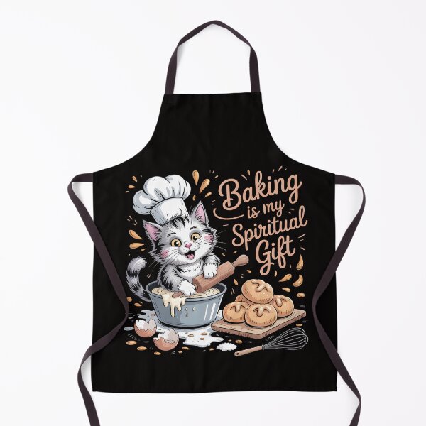 Item preview, Baking Is My Spiritual Gift – Messy Chef Cat Sketch Shirt designed and sold by Slavicsoul.