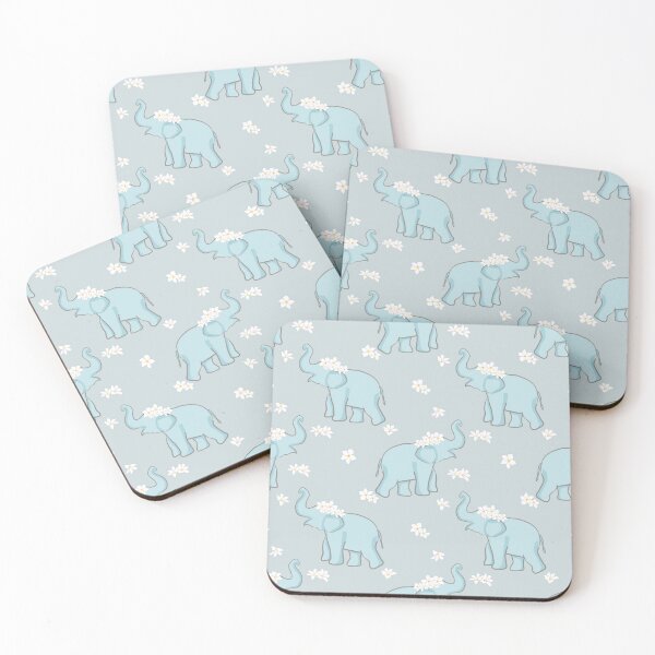 Item preview, Blue Elephant Seamless Pattern with White Flowers designed and sold by Alynek-Design.