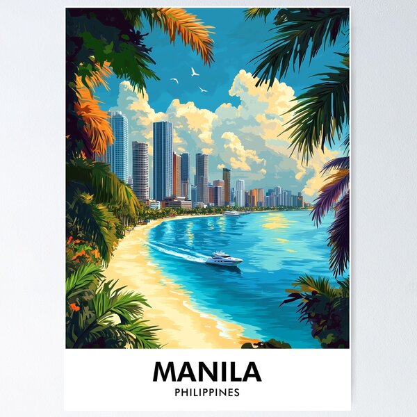 Item preview, Manila Philippines Retro Travel Print designed and sold by HomeLivingCo.