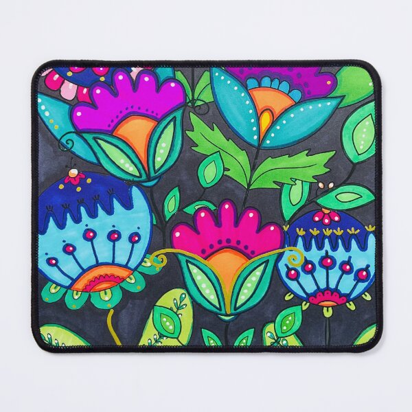 Item preview, Folk Art Abstract Flowers Print designed and sold by MindfulArtSandy.