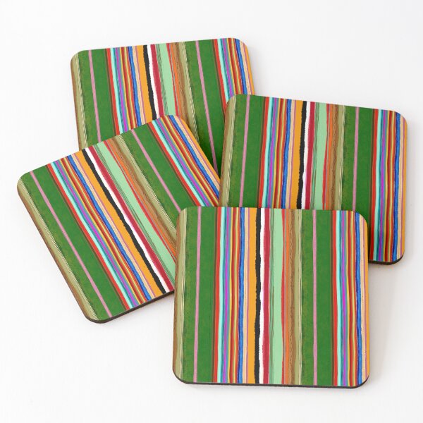 Item preview, green and orange vertical lines organic art abstract happy men  designed and sold by rupydetequila.
