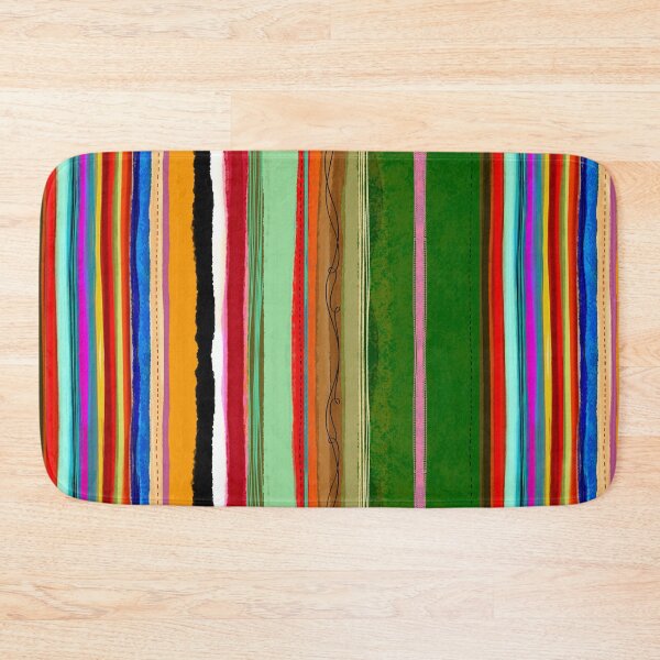 Item preview, green and orange vertical lines organic art abstract happy men  designed and sold by rupydetequila.