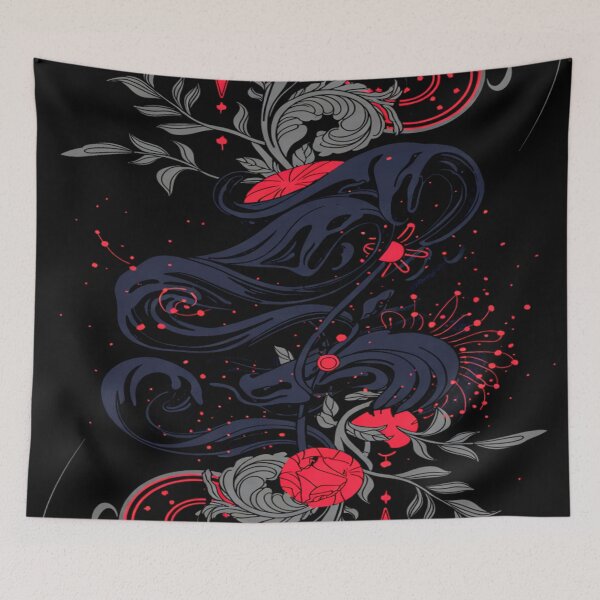 Item preview, Red and Black Floral Swirl designed and sold by Exodoi.