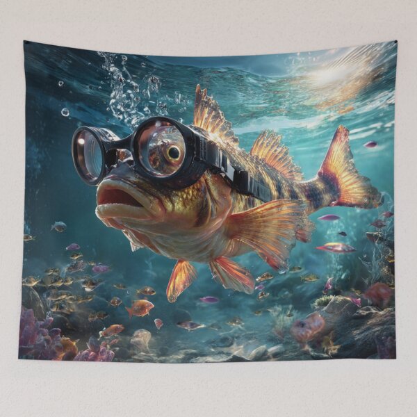 Item preview, Fish with diving goggles underwater designed and sold by Vision-Vibe.