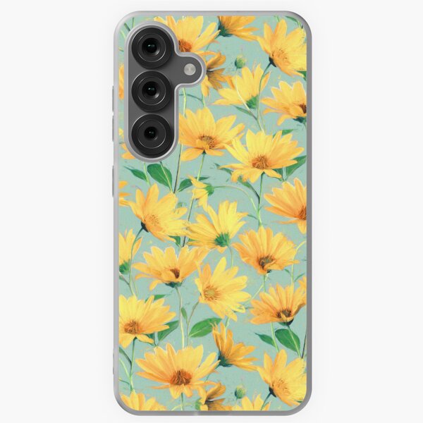 Item preview, Marguerites jaunes dorées peintes sur un vert sauge doux designed and sold by micklyn.
