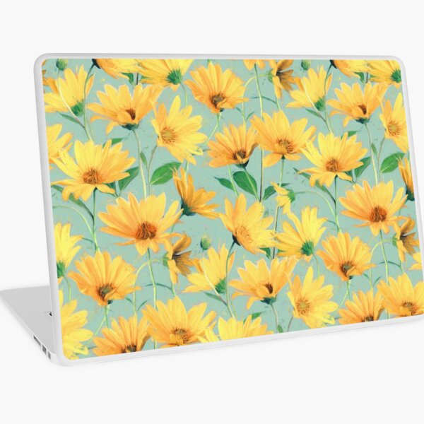 Item preview, Marguerites jaunes dorées peintes sur un vert sauge doux designed and sold by micklyn.