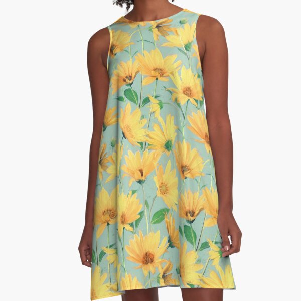Item preview, Painted Golden Yellow Daisies on soft sage green designed and sold by micklyn.