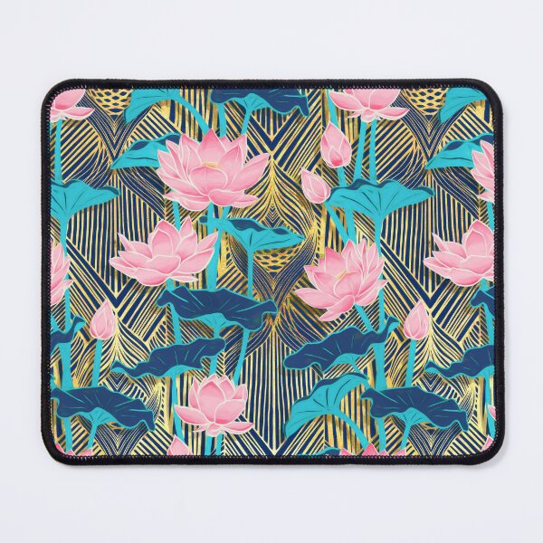 Item preview, Art Deco Lotus Flowers in Pink & Navy designed and sold by micklyn.