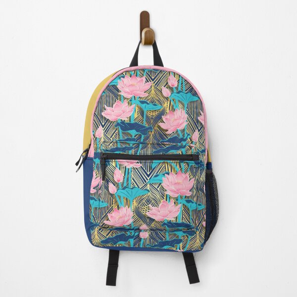 Item preview, Art Deco Lotus Flowers in Pink & Navy designed and sold by micklyn.