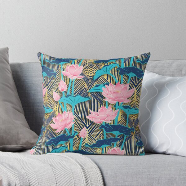 Item preview, Art Deco Lotus Flowers in Pink & Navy designed and sold by micklyn.