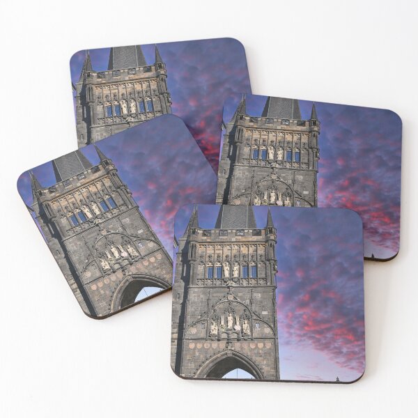 Item preview, tare Mesto Tower and dramatic sky sunset, Charles Bridge in Prague, Czech Republic designed and sold by goceris.