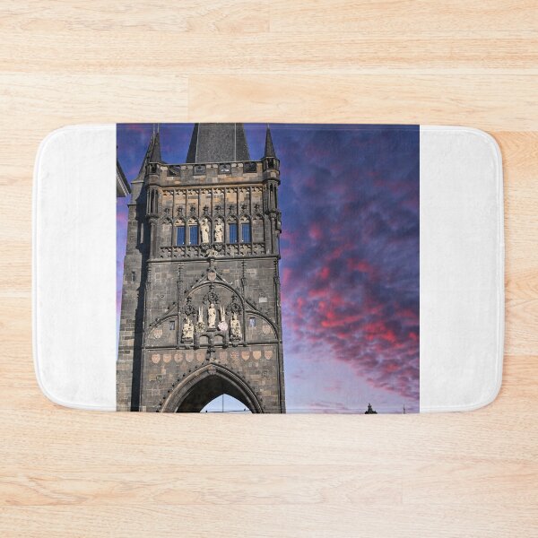 Item preview, tare Mesto Tower and dramatic sky sunset, Charles Bridge in Prague, Czech Republic designed and sold by goceris.