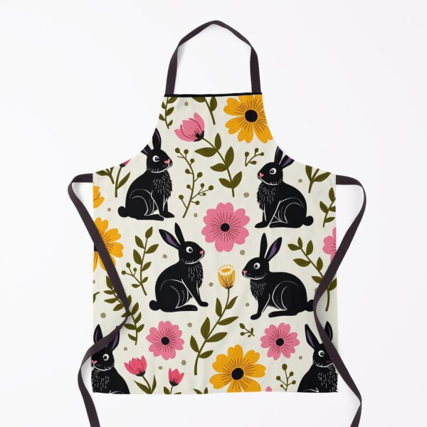 Item preview, Floral Elements Black Rabbits Pattern Design designed and sold by BirdsnStuff.