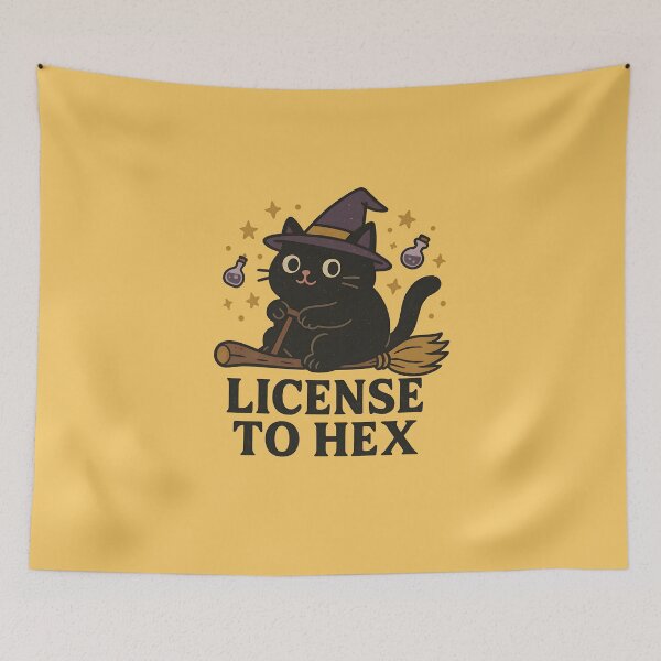 Item preview, License to Hex – Witch Cat Broom Ride designed and sold by Ironicdoll.