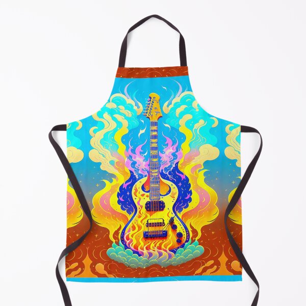 Item preview, Digital painting of yellow electric guitar surrounded by flames. designed and sold by Giulivo Store Graphic.