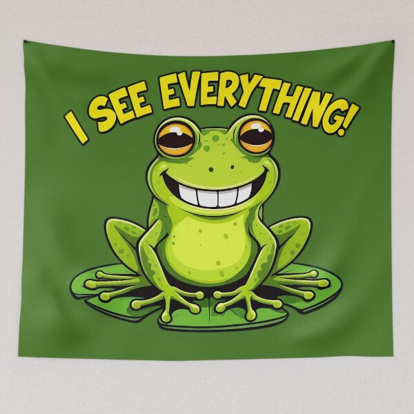 Item preview, Funny Bug-Eyed Frog – I See Everything Cartoon Design designed and sold by PrintBreeze.