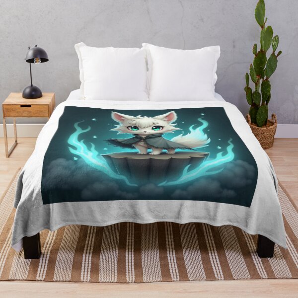 Item preview, Witch Fox on a Floating Rock – Chibi Dark Fantasy Art" designed and sold by Doostod.