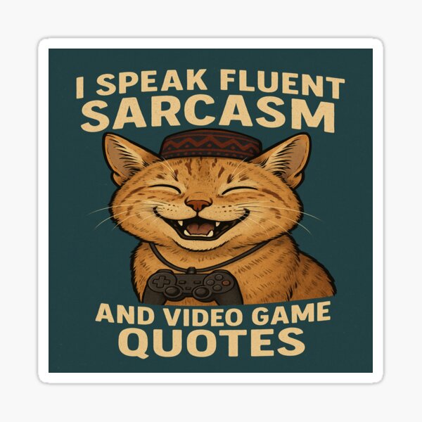 Item preview, Funny Kabyle Gamer Cat – Fluent in Sarcasm & Video Game Quotes designed and sold by GeekGliter.