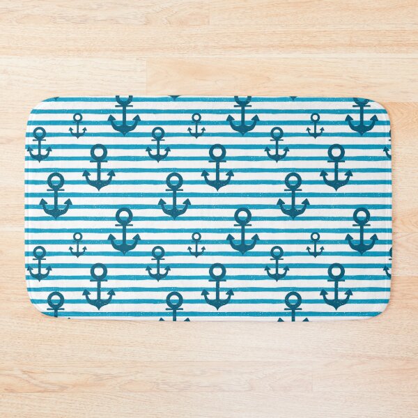 Item preview, Anchor nautical navy stripes seamless pattern in blue designed and sold by jancajiravova.