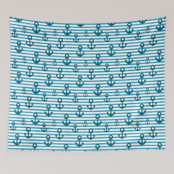 Item preview, Anchor nautical navy stripes seamless pattern in blue designed and sold by jancajiravova.