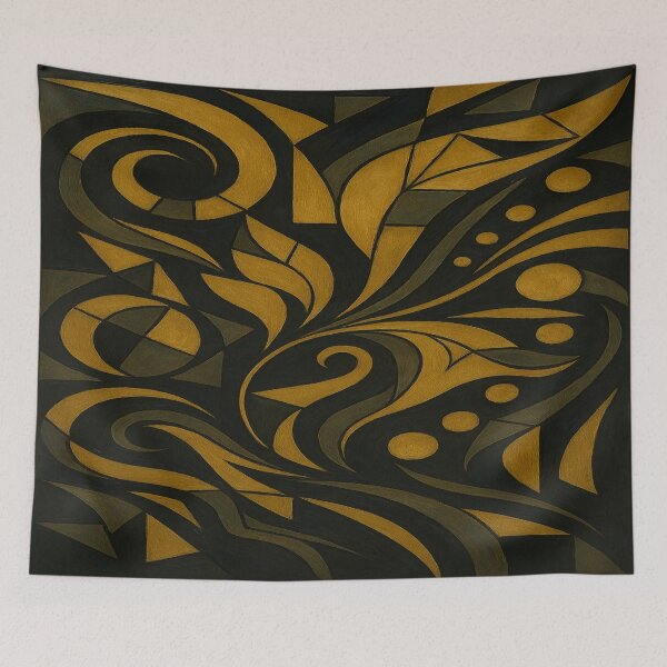 Item preview, Midnight Wave – Black & Gold meets Fluid Art! Cubist elegance with surreal dynamics designed and sold by FotoworldEdel.
