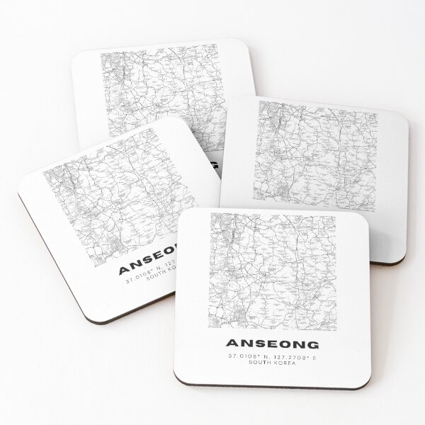 Item preview, Minimalist Anseong Map – Cultural South Korean City in Black & White Line Art designed and sold by RM-Journey.