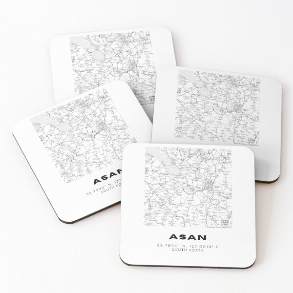 Item preview, Minimalist Asan Map – Historic South Korean City in Black & White Line Art designed and sold by RM-Journey.