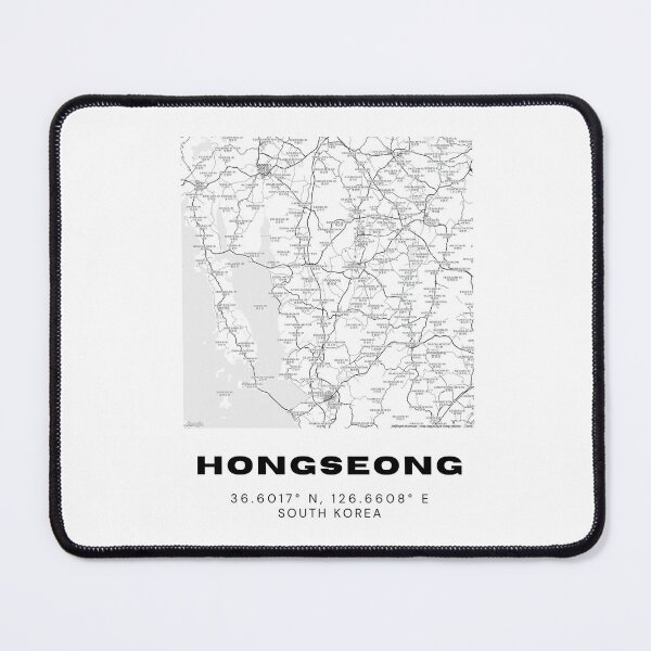 Item preview, Minimalist Hongseong Map – Scenic South Korean City in Black & White Line Art designed and sold by RM-Journey.