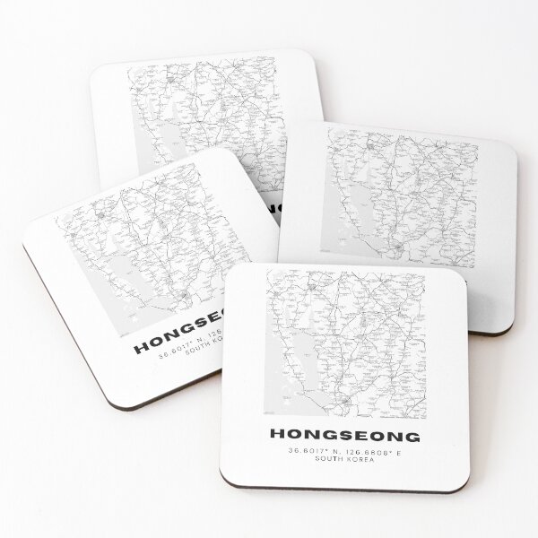 Item preview, Minimalist Hongseong Map – Scenic South Korean City in Black & White Line Art designed and sold by RM-Journey.