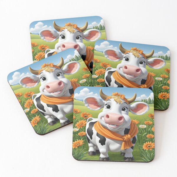 Item preview, Cute Cow in the Field - Funny Cartoon Design for Stickers, T-Shirts and Cups designed and sold by JuliJoy.