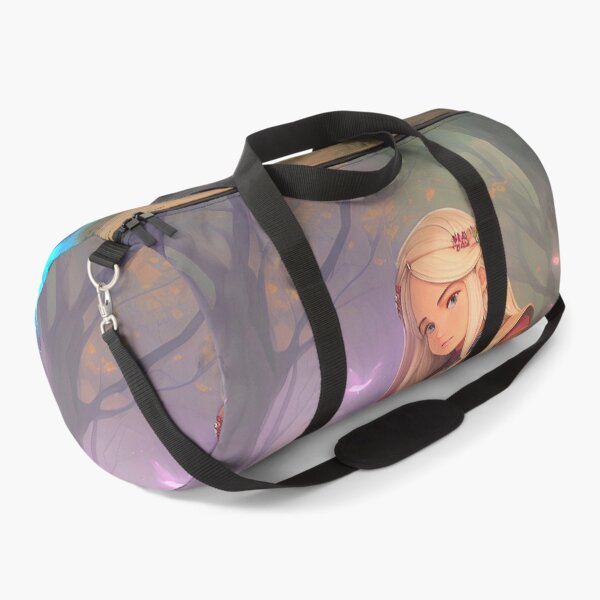 Item preview, Portrait of blonde fantasy magic girl crouching in the woods with magic tool. designed and sold by Giulivo Store Graphic.
