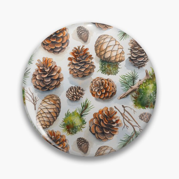Item preview, Watercolor Pinecones and Evergreen Branches designed and sold by NTGUILTY.