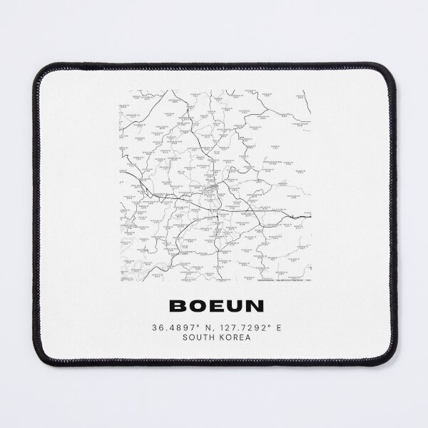 Item preview, Minimalist Boeun Map – Historic South Korean Town in Black & White Line Art designed and sold by RM-Journey.