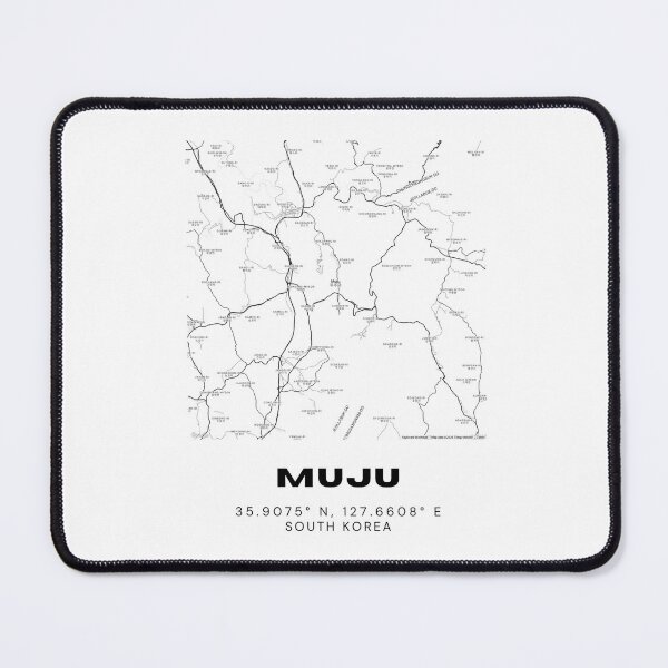 Item preview, Minimalist Muju Map – Mountainous South Korean Town in Black & White Line Art designed and sold by RM-Journey.