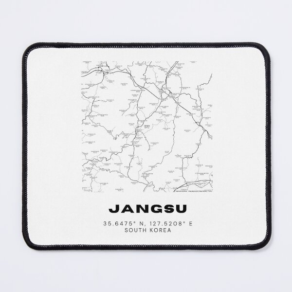Item preview, Minimalist Jangsu Map – Quiet South Korean Town in Black & White Line Art designed and sold by RM-Journey.