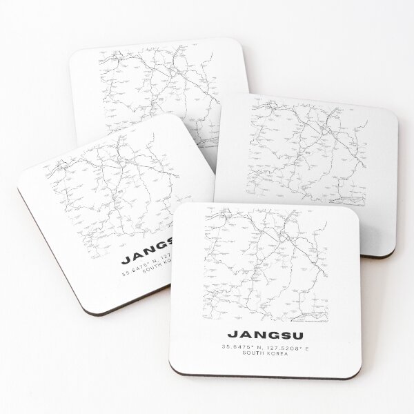 Item preview, Minimalist Jangsu Map – Quiet South Korean Town in Black & White Line Art designed and sold by RM-Journey.