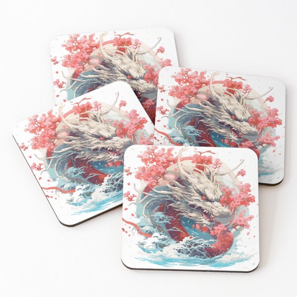 Item preview, Sakura Surge Dragon – Japanese Sea Dragon with Blossoms – Red-Eyed Mythical Beast Art Print  designed and sold by Daagath.