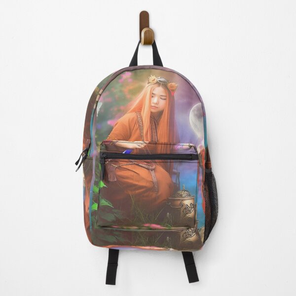Item preview, Portrait of a red fantasy Chinese magical warrior girl crouching in the woods near the river. designed and sold by Giulivo Store Graphic.